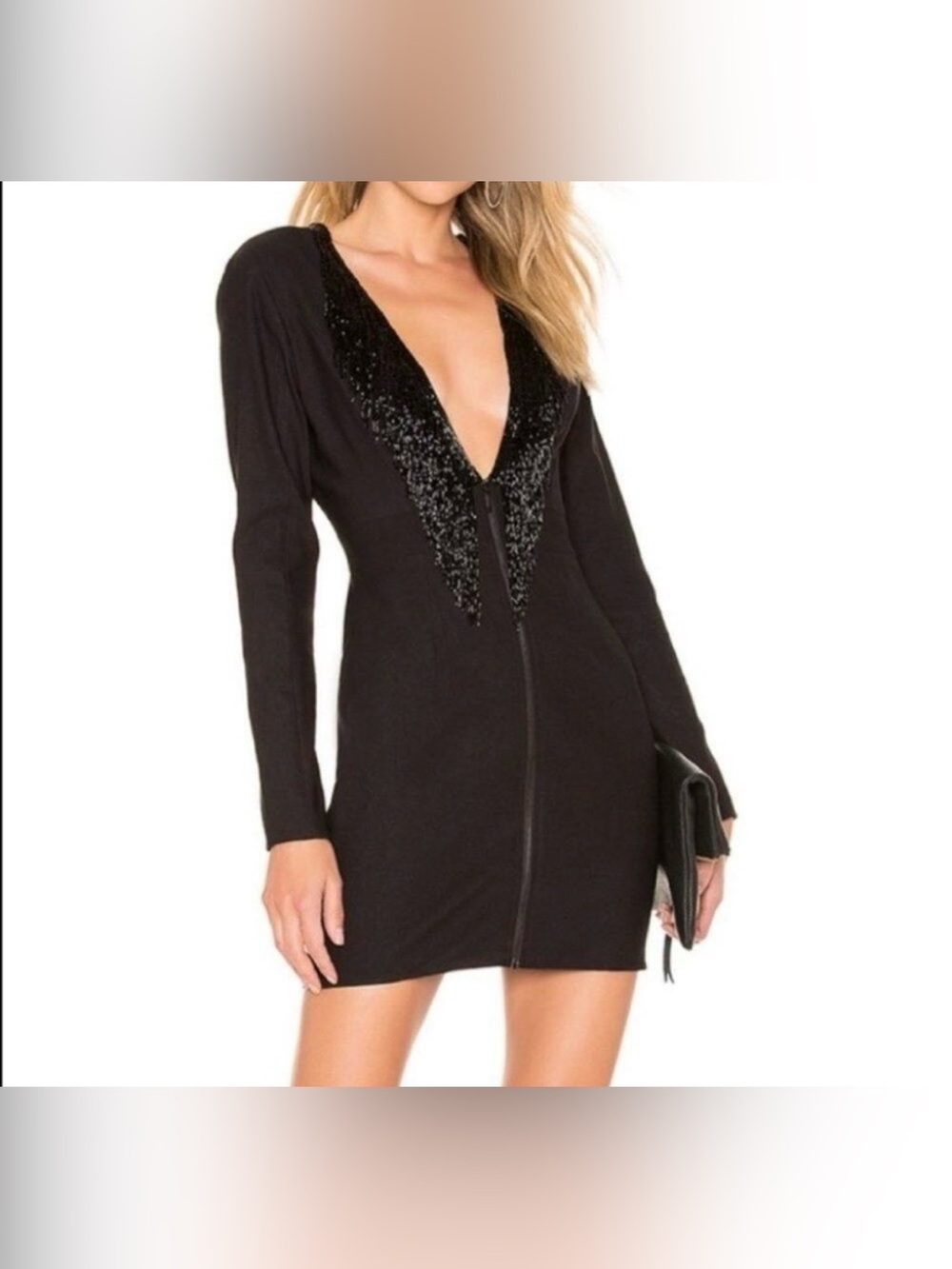 NBD x HAVEN mini dress black beaded fringe/tassle - Millie Size small